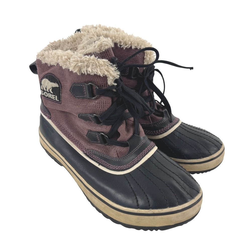 Sorel Tivoli Waterproof Purple Black Womens Winter Boots NL1631-639 Size 10